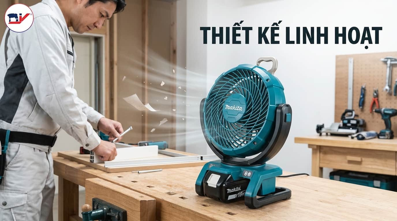 Thiết kế linh hoạt giúp quạt pin thích nghi với nhiều môi trường làm việc khác nhau.
