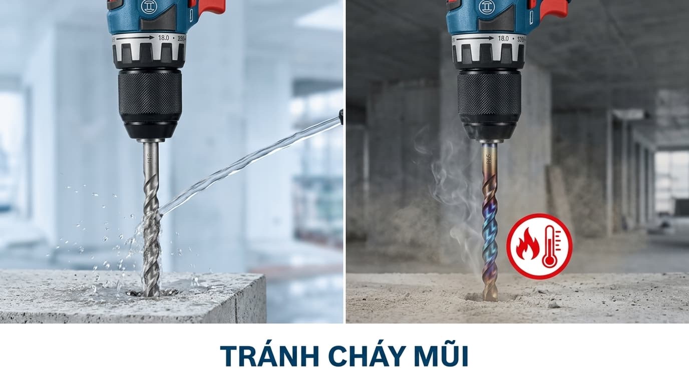 Những lỗi phổ biến khiến mũi khoan đá nhanh hỏng.
