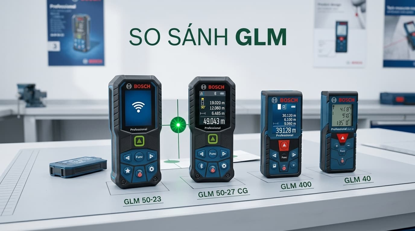 So sánh các dòng máy đo khoảng cách laser Bosch phổ biến.