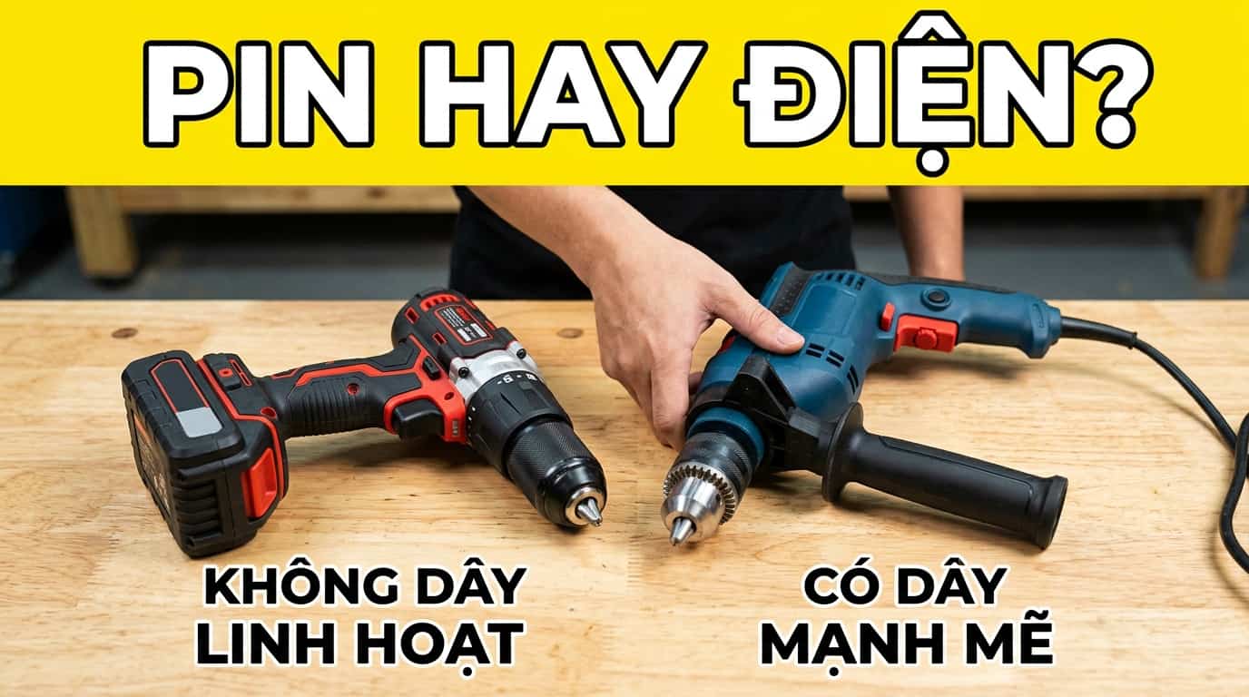 So sánh máy khoan pin và máy khoan điện