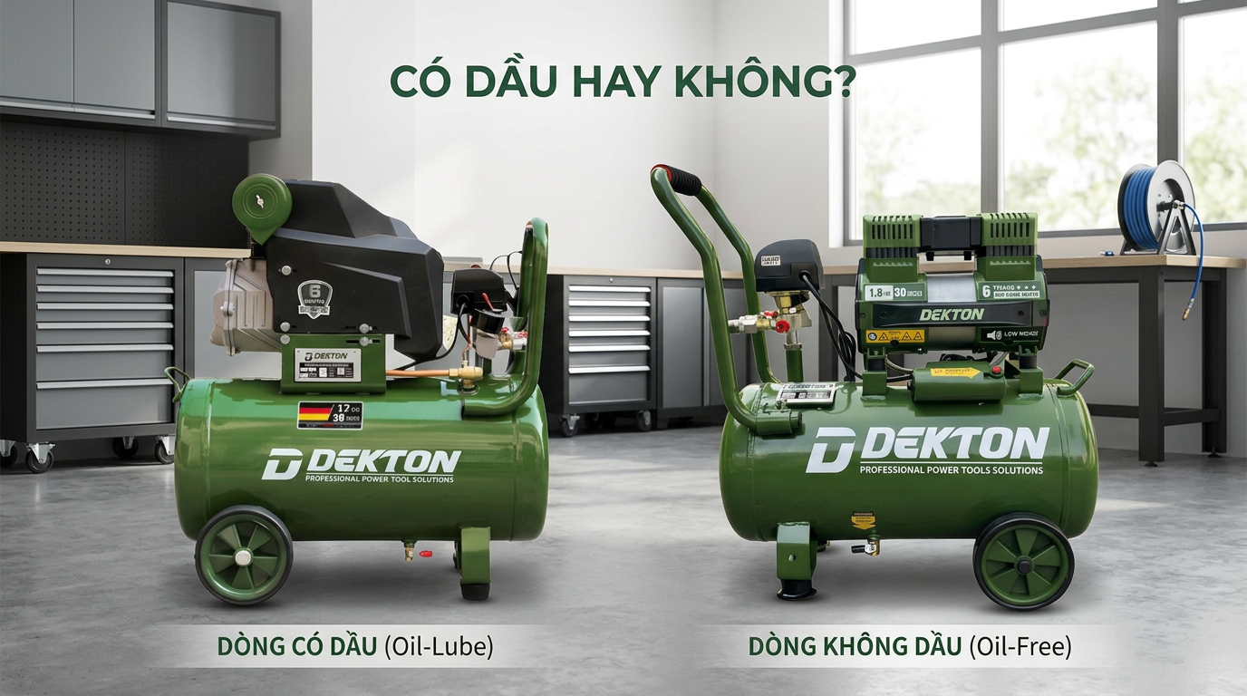 So sánh máy nén khí có dầu và không dầu.