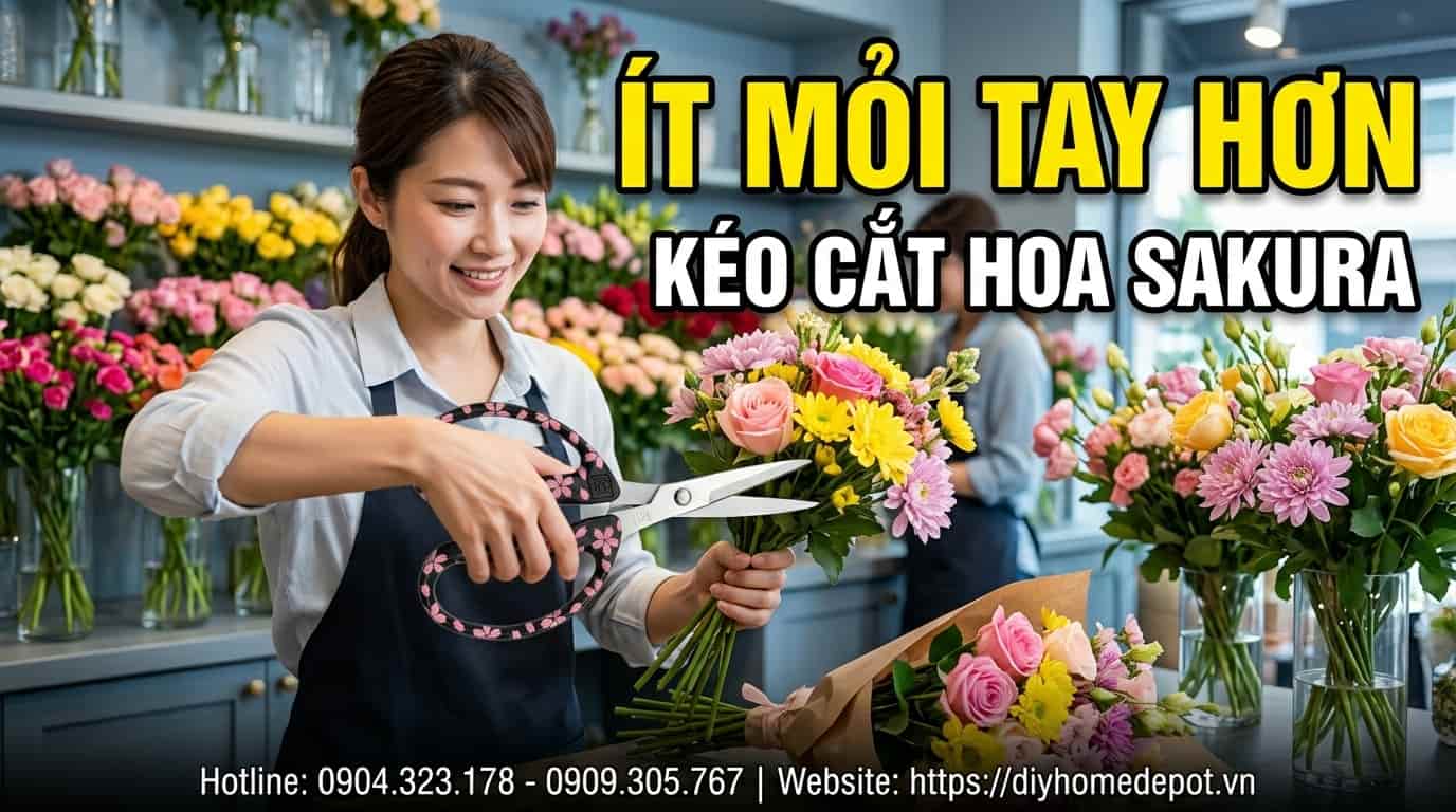Florist sử dụng kéo cắt hoa Nhật trong công việc hàng ngày