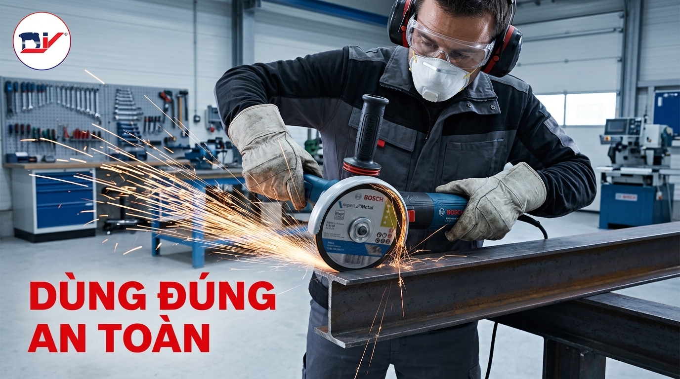 Sử dụng đúng kỹ thuật giúp giảm nguy cơ tai nạn và kéo dài tuổi thọ máy mài góc.