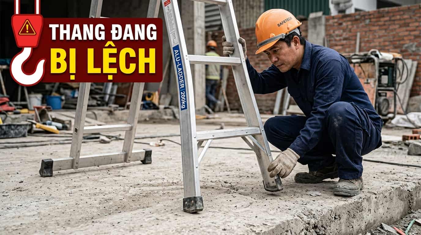 Thang nhôm bị lệch và mất cân bằng