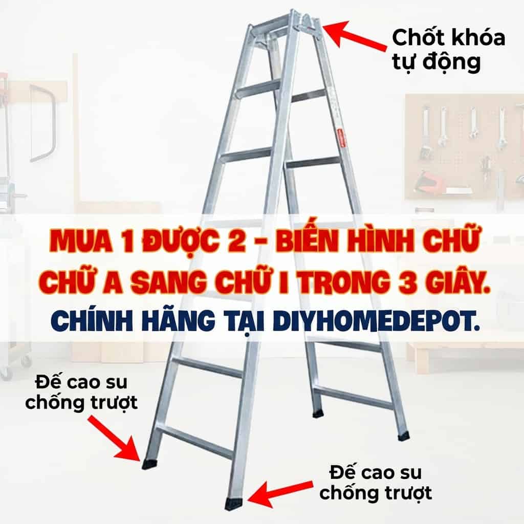Cấu tạo an toàn của thang nhôm chữ A Poongsan PS-2070