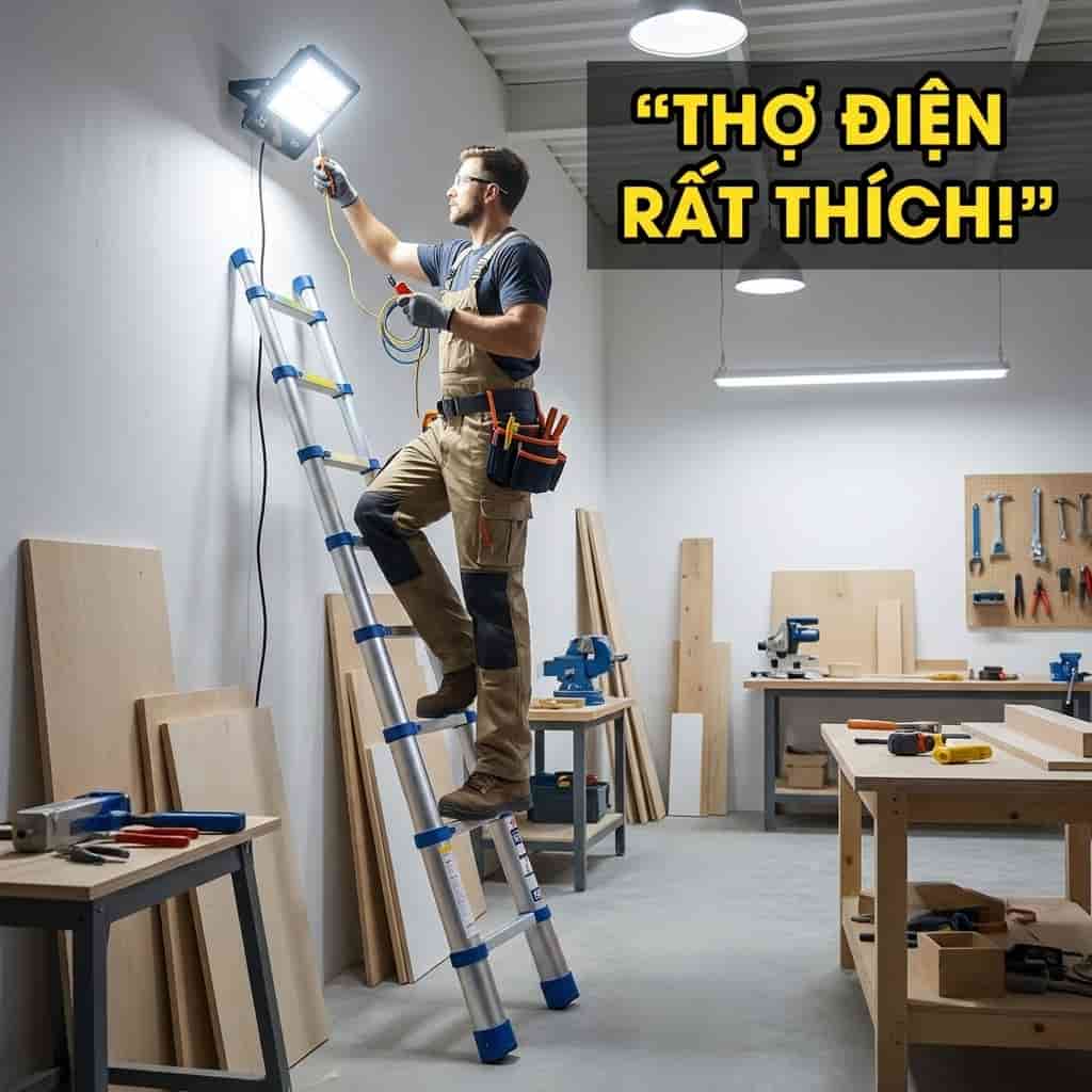 Sử dụng thang nhôm gia đình để sửa chữa