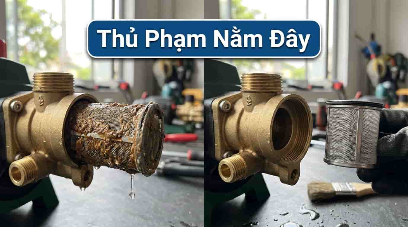 Bộ lọc nước máy rửa xe bị bẩn làm giảm hiệu suất hoạt động