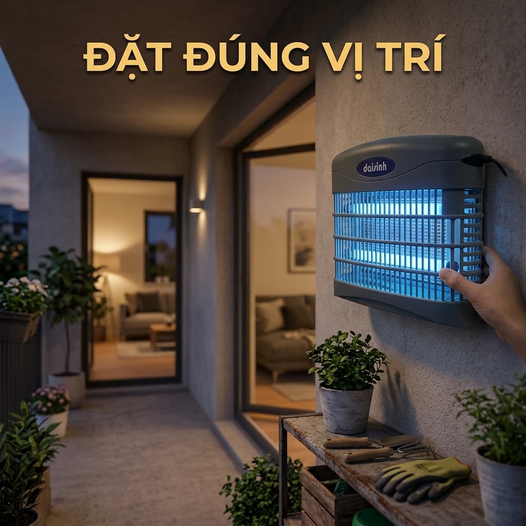 Đặt đèn diệt côn trùng đúng vị trí giúp hạn chế côn trùng bay vào nhà