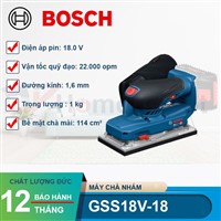 Máy chà nhám dạng tròn dùng pin Bosch GSS18V-18 - Hiệu quả, bền bỉ, giá tốt