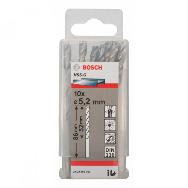 5.2mm Bộ mũi khoan sắt 10 mũi HSS-G Bosch 2608595063