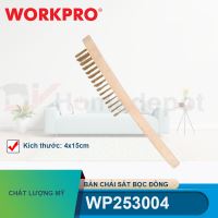 Bàn chải sắt bọc đồng tay cầm bằng gỗ, kích thước 4X15 Workpro - WP253004