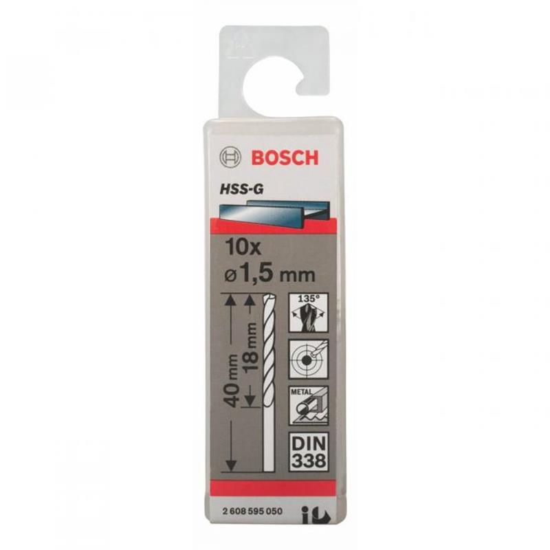 Bộ 10 mũi khoan sắt HSS-G Bosch 1.5mm 2608595050