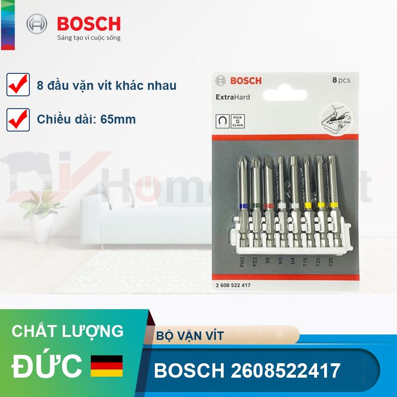Bộ 8 món vặn vít extra hard 65mm Bosch 2608522417