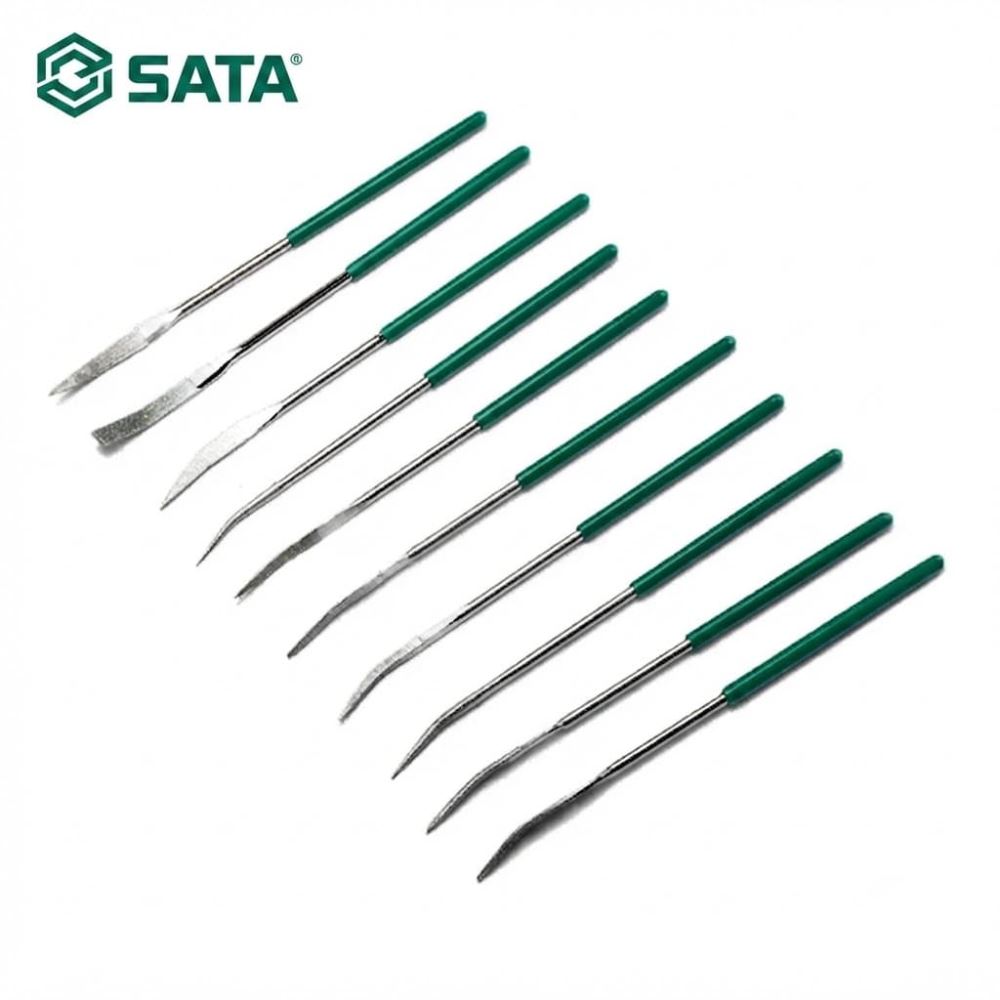 Bộ Dũa Cong Kim Cương 10 Chi Tiết 3x140mm SATA SC03805 (03805) - Chính Hãng, Mài Tinh Góc Phức Tạp