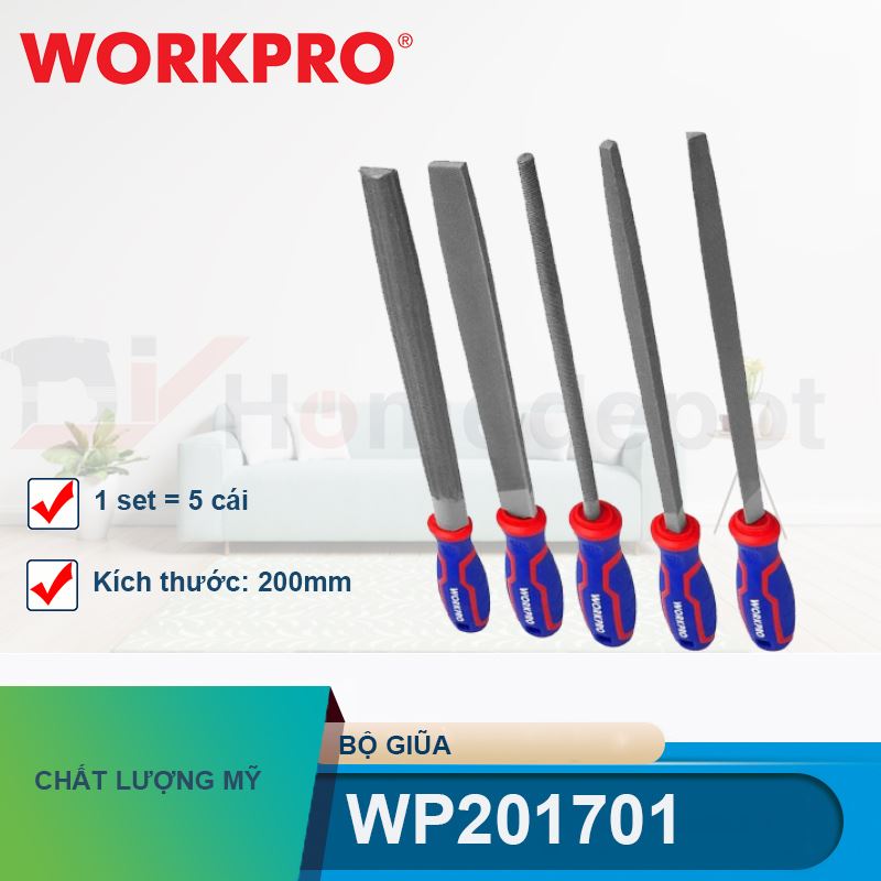 Bộ giũa (1 set = 5 cái), kích thước 200mm (8 inches) Workpro - WP201701