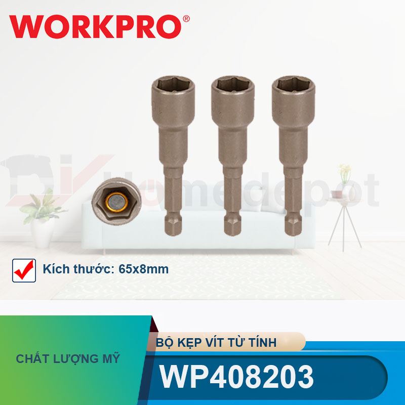 Bộ kẹp vít từ tính kích thước 65x8mm (1 bộ = 3 cái) Workpro - WP408203