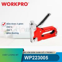 Bộ kìm bấm ghim gỗ 3 trong 1 (bấm được 3 loại ghim chữ U, ghim chữ T và ghim thường kích thước 4-14mm) Workpro - WP223005