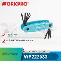 Bộ lục giác gấp gọn (1 bộ = 8 cái) làm bằng thép hợp kim CR-V Workpro - WP222033