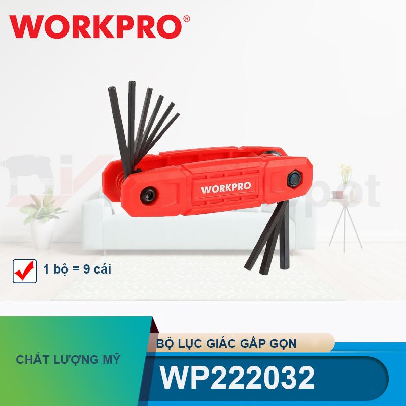 Bộ lục giác gấp gọn (1 bộ = 9 cái) Workpro - WP222032