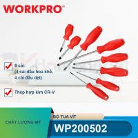 Bộ Tua vít 8 cái gồm (4 cái đầu hoa khế, 4 cái đầu dẹt), thép CR-V Workpro - WP200502