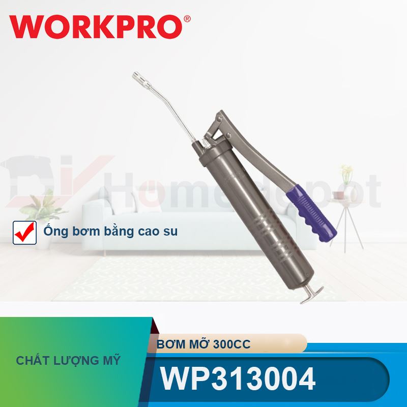 Bơm mỡ 300cc, ống bơm bằng cao su Workpro - WP313004