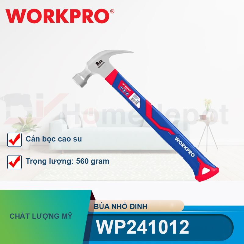 Búa nhổ đinh 560gram (20OZ), cán bọc cao su Workpro - WP241012