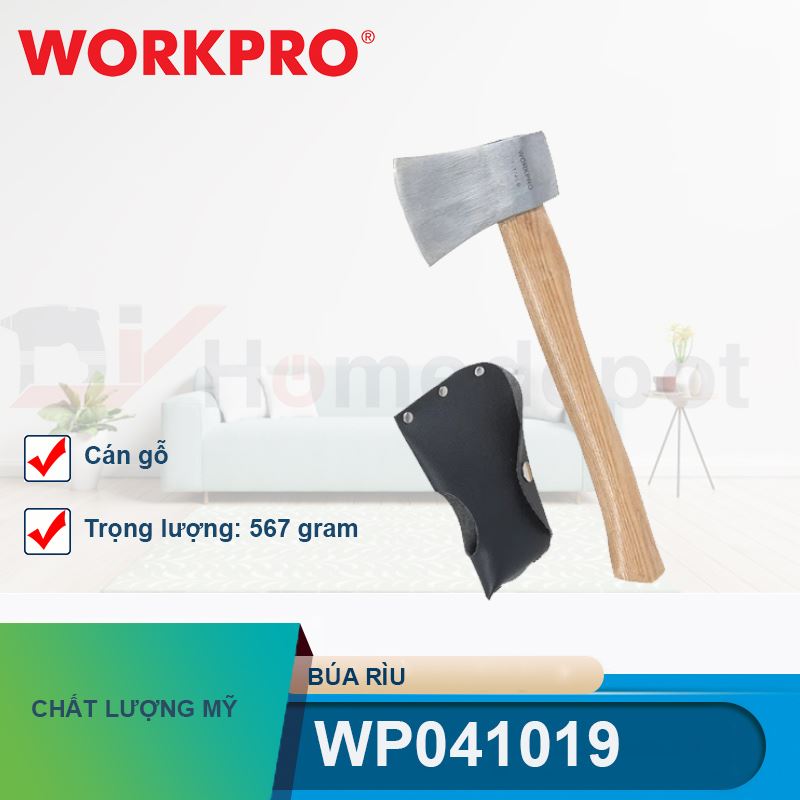 Búa rìu 567gram (1.25LB), cán gỗ Workpro - WP041019