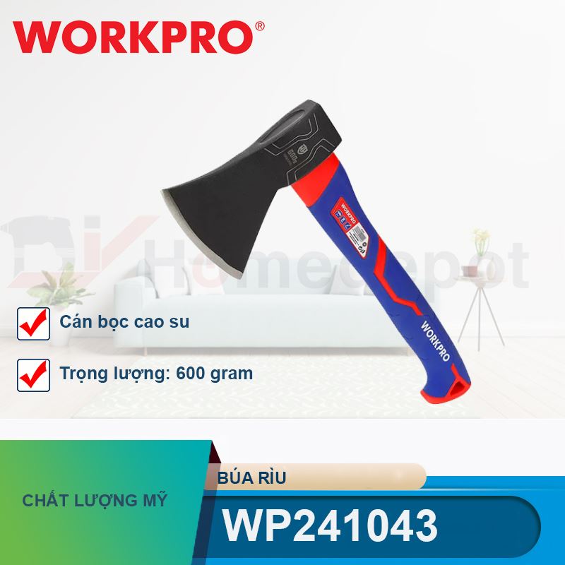 Búa rìu 600gram, cán bọc cao su Workpro - WP241043