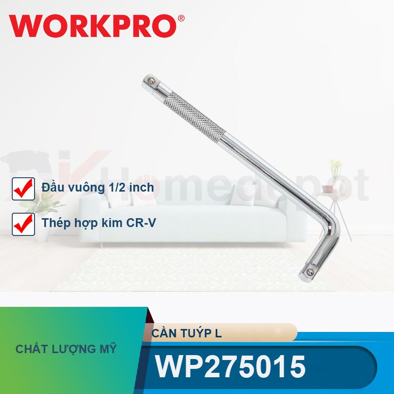 Cần tuýp L có đầu vuông 1/2 inch thép hợp kim CR-V Workpro - WP275015