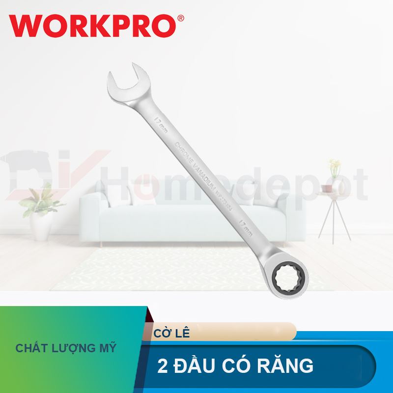 Cờ lê kết hợp 2 đầu, vặn có răng Workpro