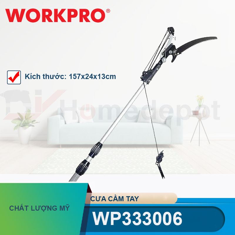 Cưa cầm tay dùng để cắt cành cây trên cao, kích thước: 157x24x13(cm) Workpro - WP333006