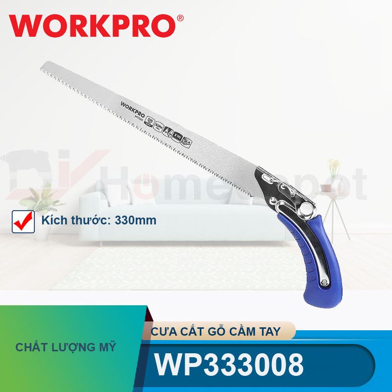 Cưa cắt gỗ cầm tay, kích thước: 330mm Workpro - WP333008