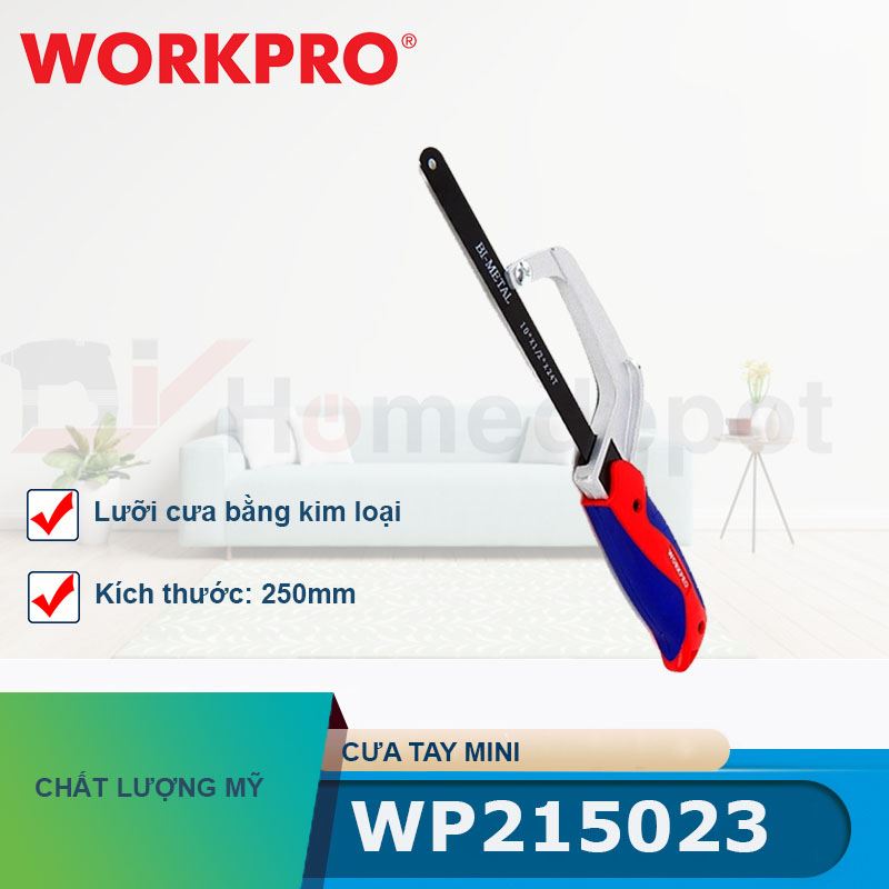 Cưa tay mini, lưỡi cưa bằng kim loại, kích thước 250mm (10 inches) Workpro - WP215023