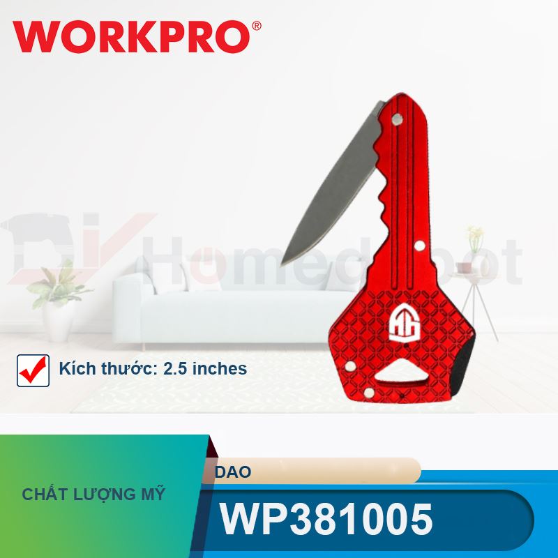 Dao có cán hình chìa khóa, màu đỏ, kích thước: 2.5 inches Workpro - WP381005