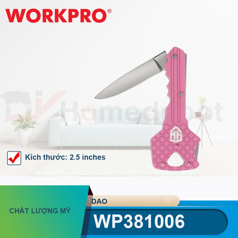 Dao có cán hình chìa khóa, màu hồng, kích thước: 2.5 inches Workpro - WP381006