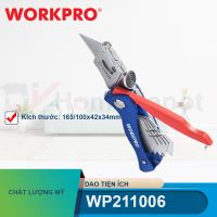 Dao gấp tiện ích có lưỡi cắt gấp gọn, có thể thay thế lưỡi dao nhanh chóng Workpro - WP211006