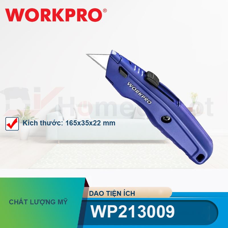 Dao tiện ích có lưỡi cắt bằng nhôm, có thể thay đổi lưỡi dao nhanh chóng Workpro - WP213009