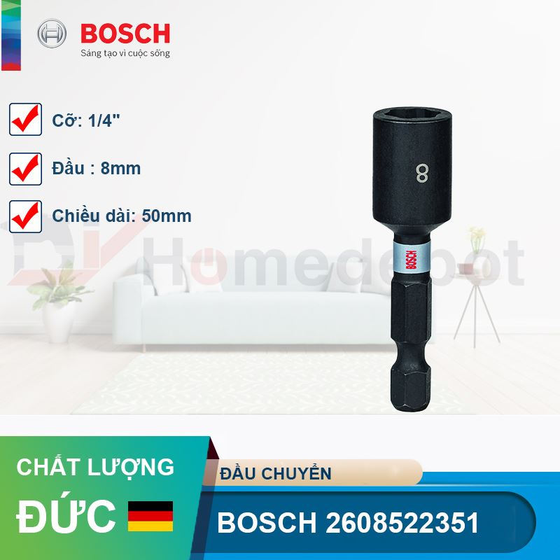 Đầu chuyển Bosch 2608522351 (cỡ 8mm, 50mm)