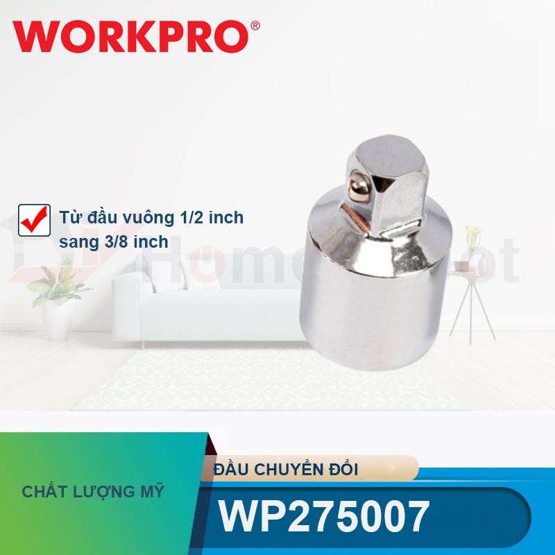 Đầu chuyển đổi từ đầu vuông 1/2 inch sang 3/8 inch Workpro - WP275007