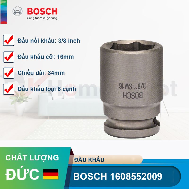 Đầu khẩu Bosch 3/8 inch 1608552009 (cỡ 16, 34mm)