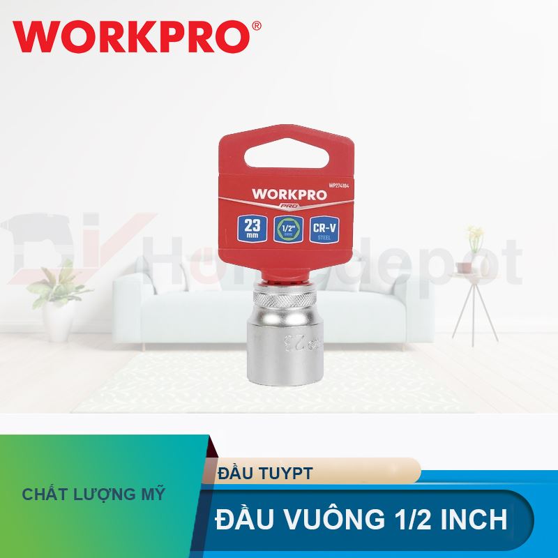 Đầu tuýp dài có đầu vuông 1/2 inch và đầu lục giác 6 cạnh Workpro