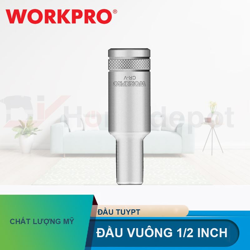 Đầu tuýp dài có đầu vuông 1/2 inch và đầu lục giác 6 cạnh Workpro