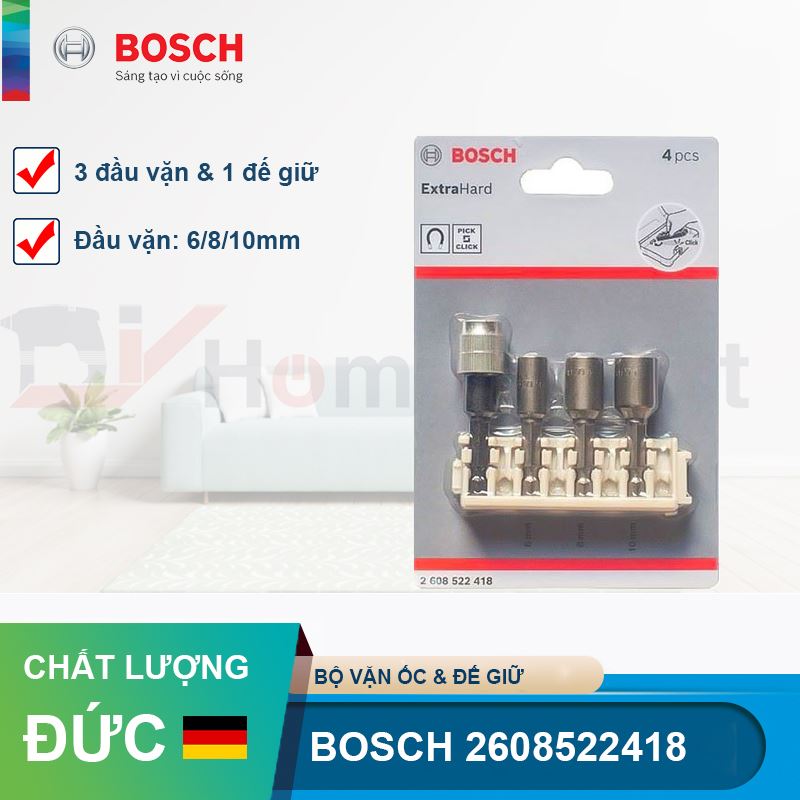 Đầu vặn ốc 6-8-10 và đế giữ Bosch 2608522418