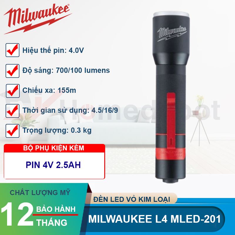 Đèn LED vỏ kim loại L4 Milwaukee MLED-201