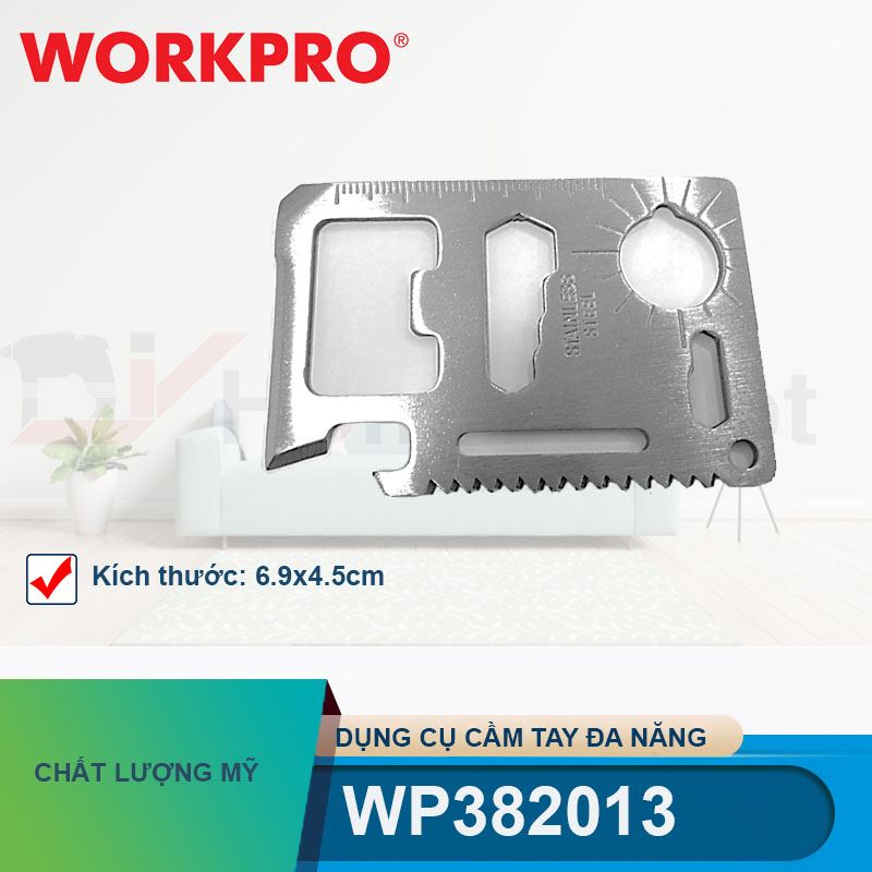 Dụng cụ cầm tay đa năng bỏ túi 11in1 kích thước 6.9x4.5cm Workpro - WP382013