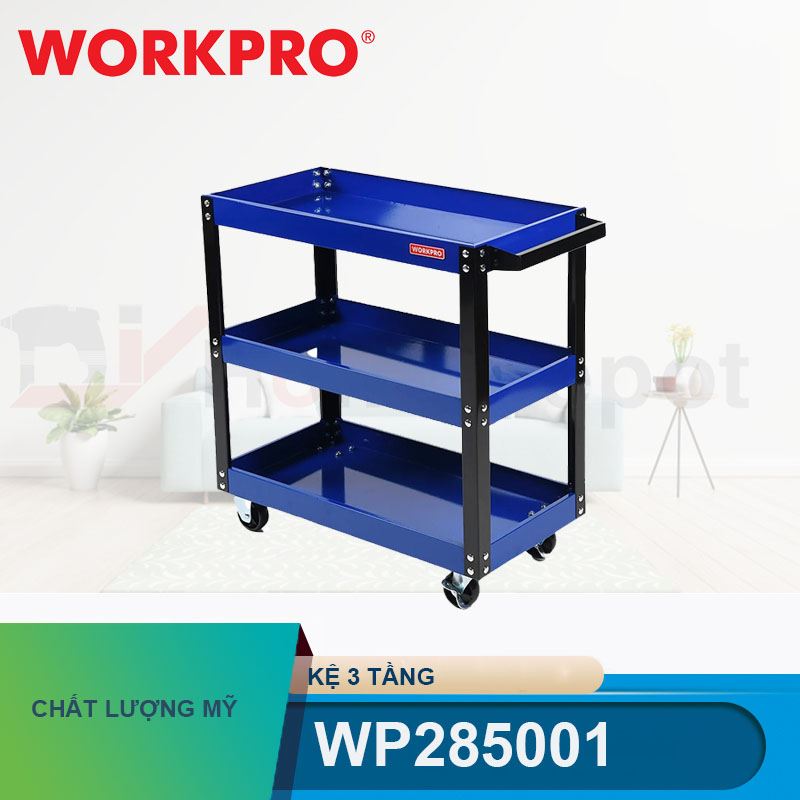 Kệ 3 tầng bằng kim loại dùng đựng dụng cụ Workpro - WP285001