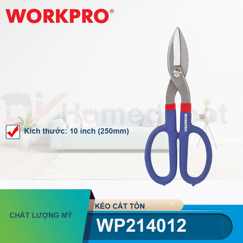 Kéo cắt tôn thẳng 250mm (10 inches) Workpro - WP214012