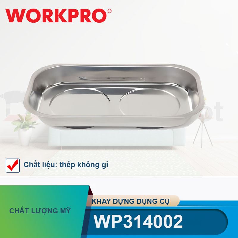 Khay đựng dụng cụ hình chữ nhật bằng thép không gỉ Workpro - WP314002