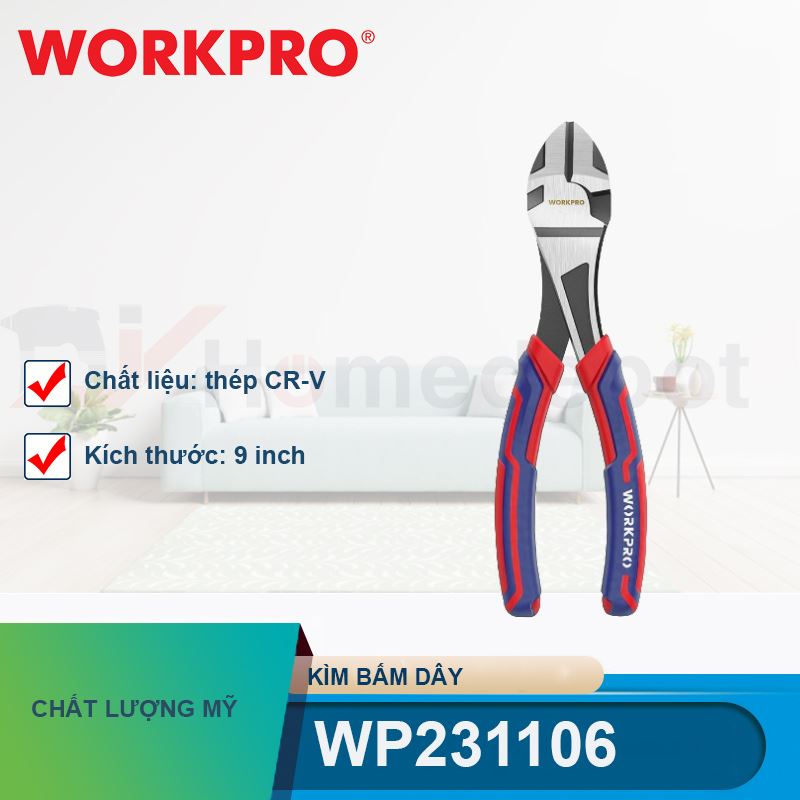 Kìm bấm dây bằng thép CR-V 9 inch Workpro - WP231106