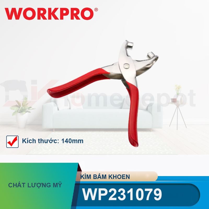 Kìm bấm khoen 140mm Workpro - WP231079